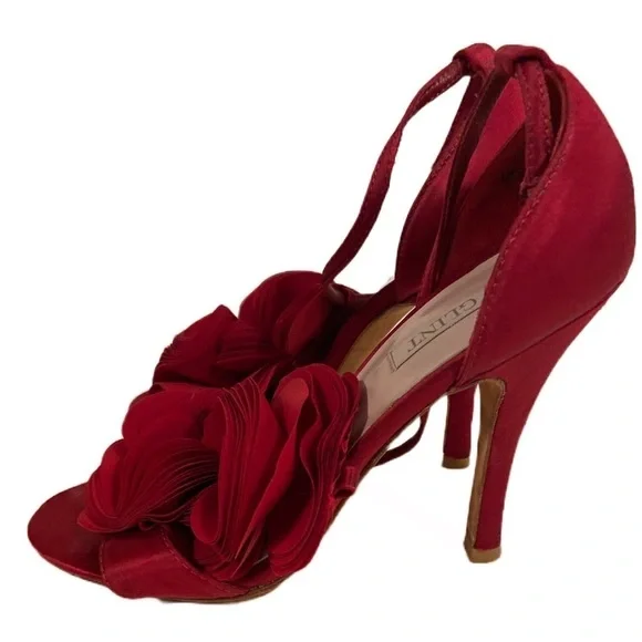 Glint Red Rosette High Heel Sandals – Size 6 - Picture 6 of 7